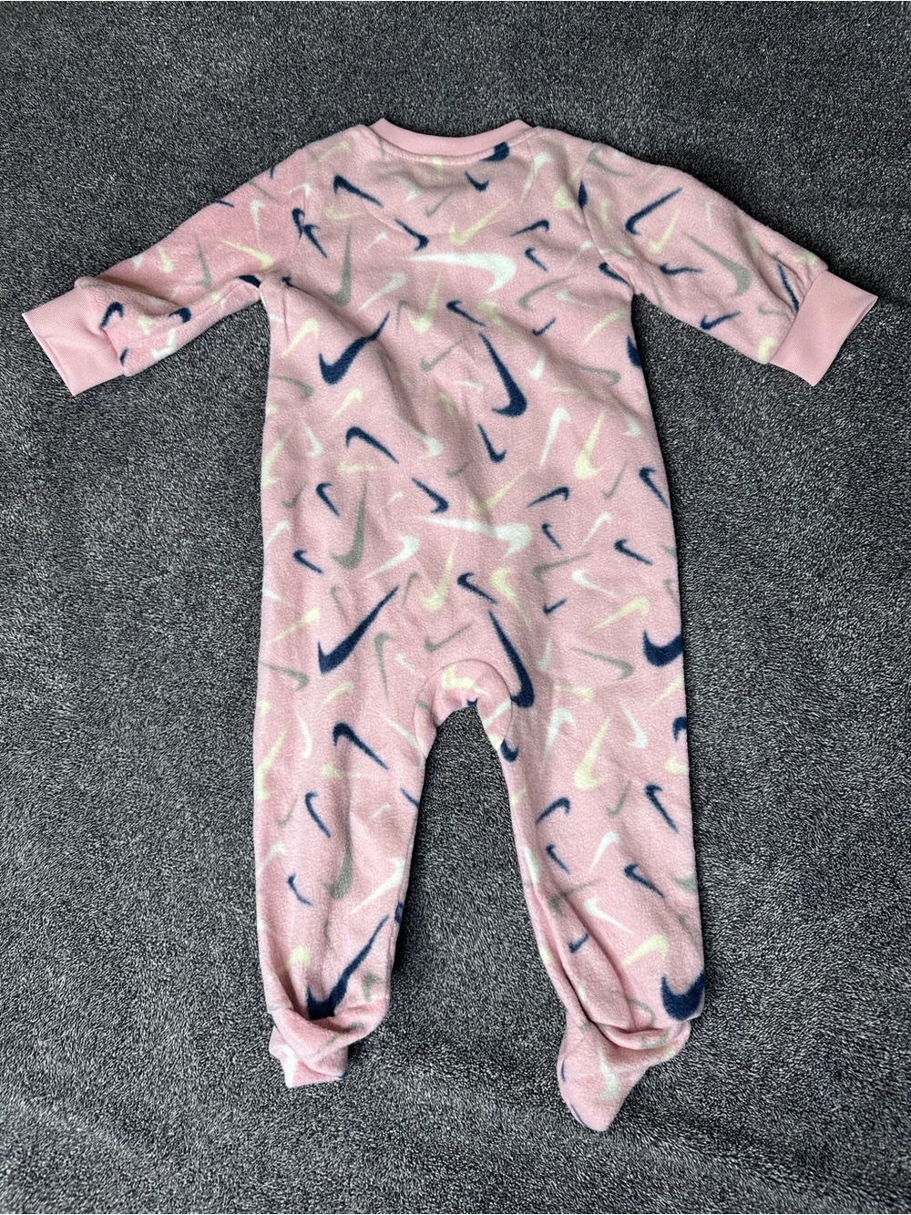 Nike Baby Pink Fleece One-Piece Footed Pajamas